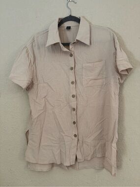 SHEIN linen type collared button down shirt - size M - like new!